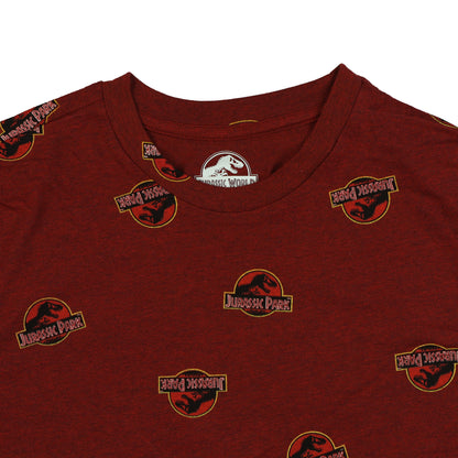 Jurassic World T-Shirt Men's Jurassic Park T-Rex Logo AOP Short Sleeve Tee