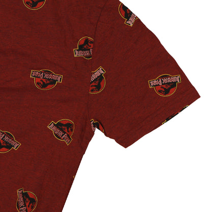 Jurassic World T-Shirt Men's Jurassic Park T-Rex Logo AOP Short Sleeve Tee
