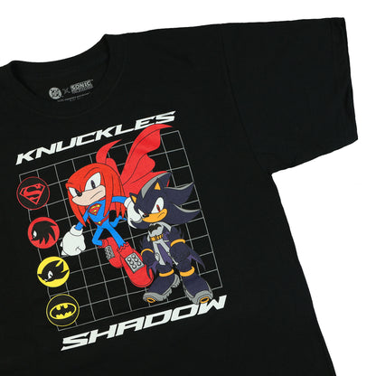 DC X Sonic The Hedgehog T-Shirt Boys' Shadow and Knuckles Grid Design Tee