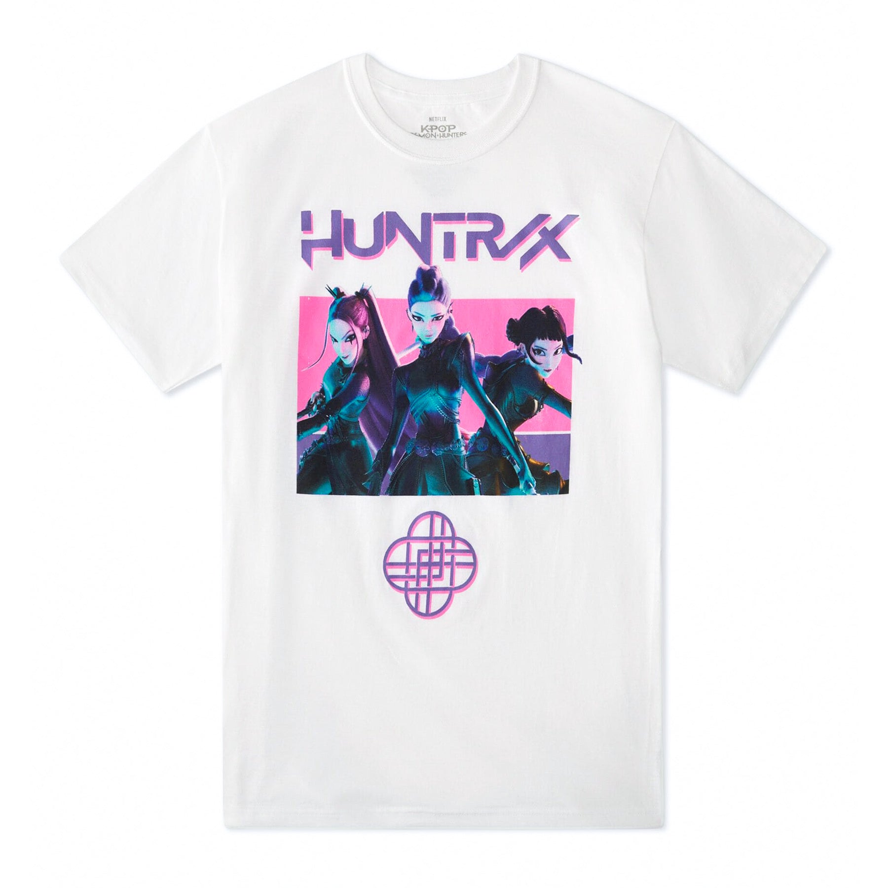K-Pop Demon Hunters T-Shirt Women's Neon Pink Huntirx Design Graphic Tee