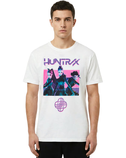 K-Pop Demon Hunters T-Shirt Women's Neon Pink Huntirx Design Graphic Tee