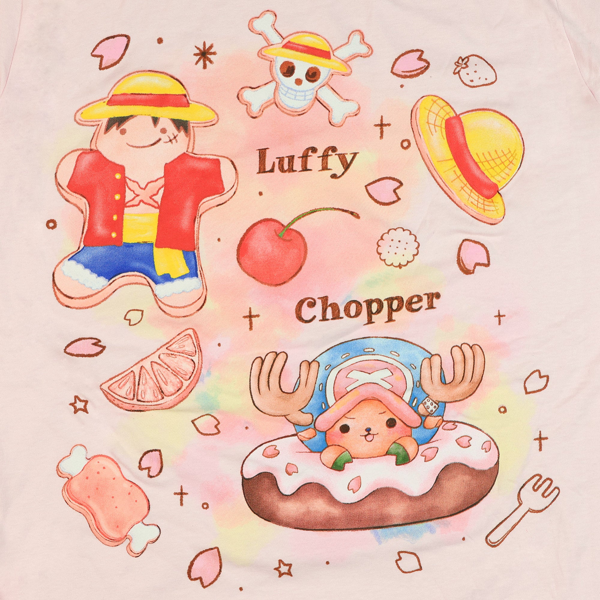 One Piece Shirt Men's Luffy and Chopper Cookies Short Sleeve Graphic Tee