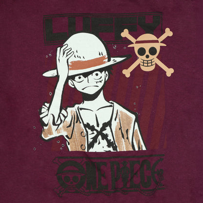 One Piece T-Shirt Boy's Luffy Character Sketch Short Sleeve Graphic Top