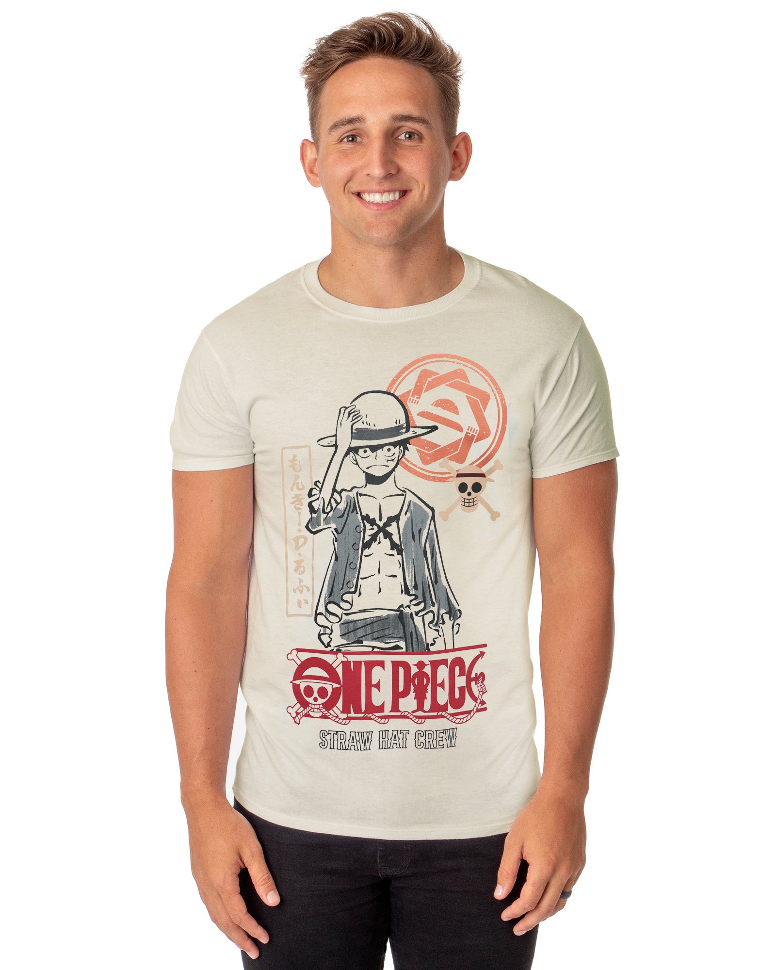 One Piece Shirt Men's Luffy Straw Hat Crew Short Sleeve Graphic Tee