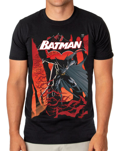DC Comics Batman T-Shirt Men's Swarming Bats Short Sleeve Tee