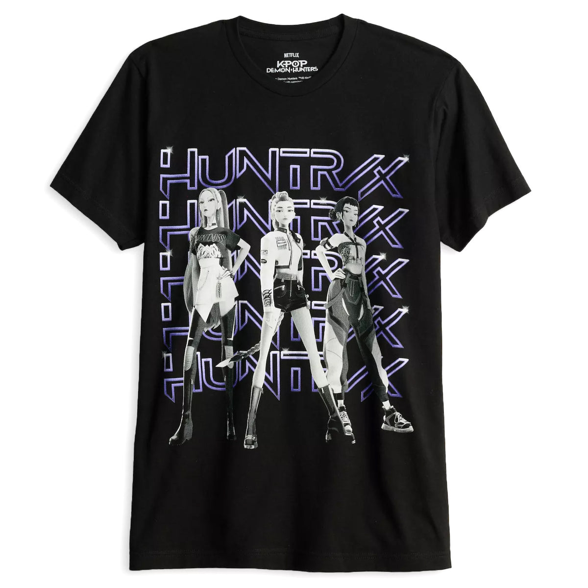 K-Pop Demon Hunters Men's Huntrix Logo Rumi Zoey Mira Short Sleeve Tee
