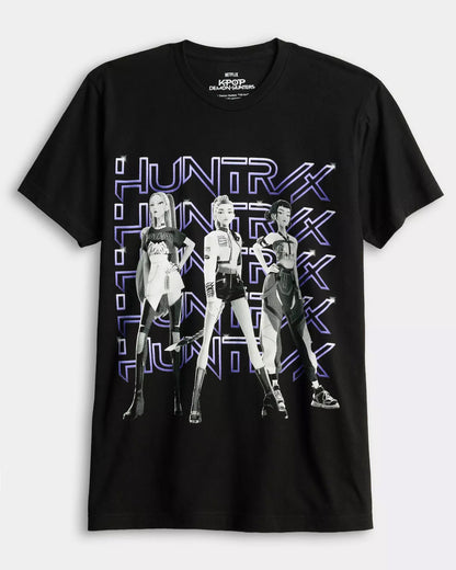 K-Pop Demon Hunters Men's Huntrix Logo Rumi Zoey Mira Short Sleeve Tee