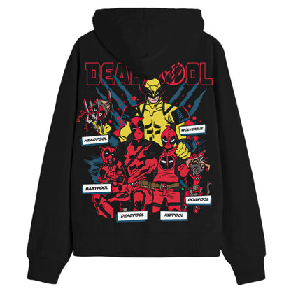 Marvel Comics Deadpool and Wolverine Hoodie Men's Front Back Print Pull Over