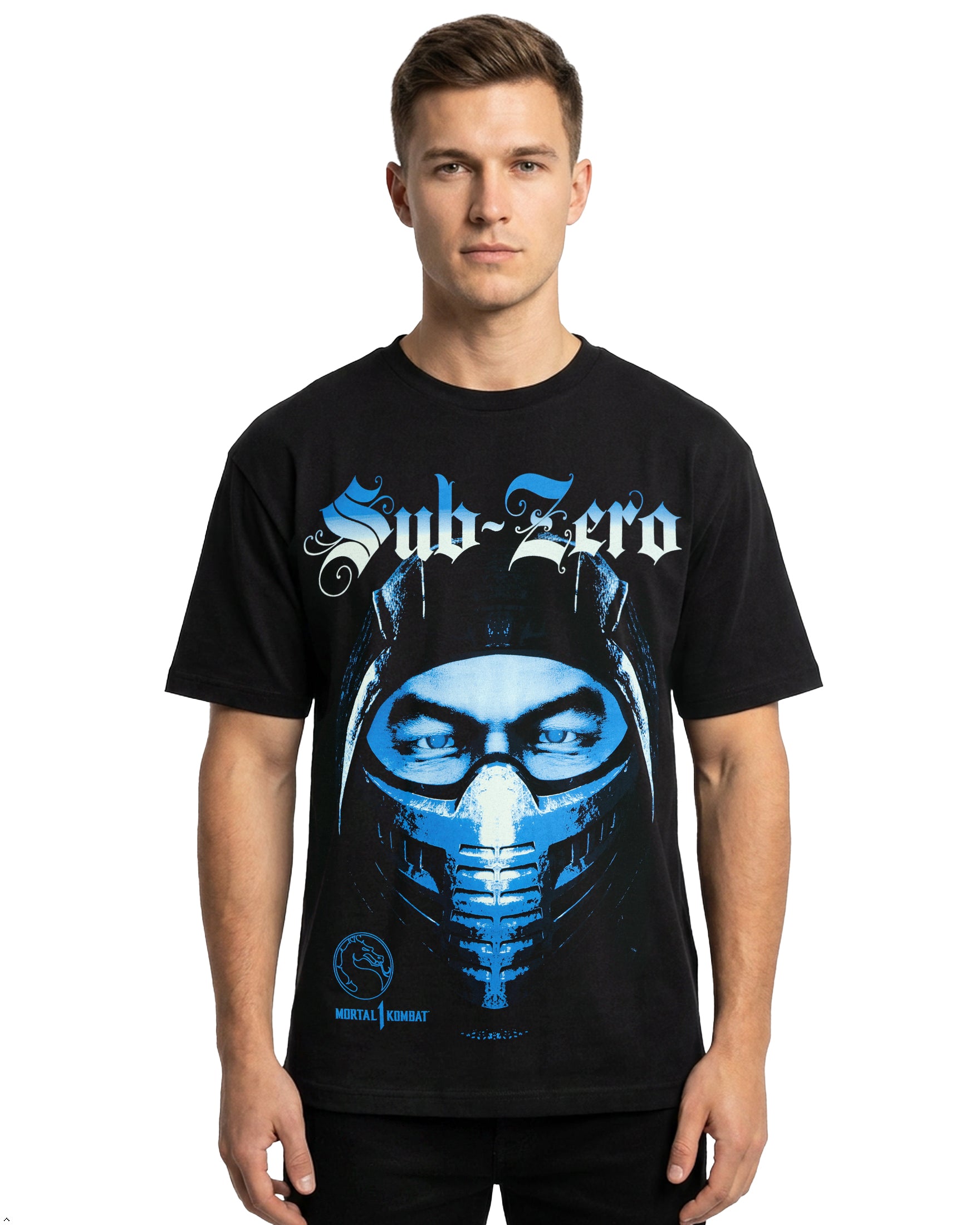 Mortal Kombat T-Shirt Men's Sub-Zero Front and Back Print Short Sleeve Top