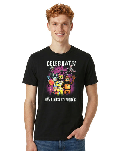 Five Nights At Freddy's Shirt Men's Scary Group Photo Short Sleeve Tee