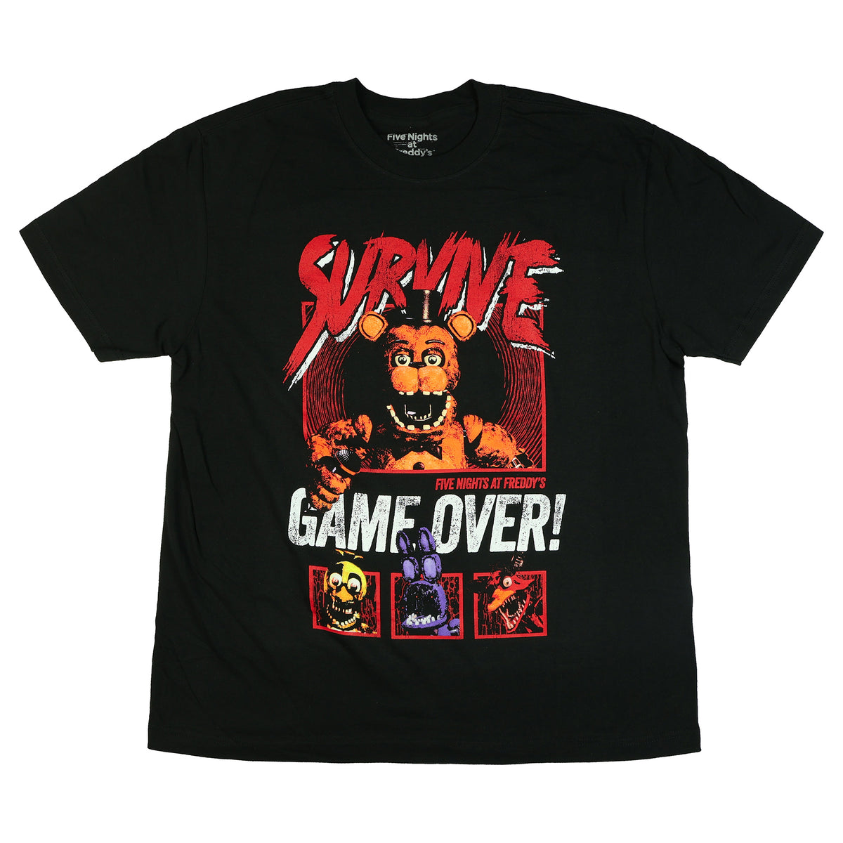 Five Nights at Freddy's T-Shirt Men's Survive Game Over Short Sleeve Tee