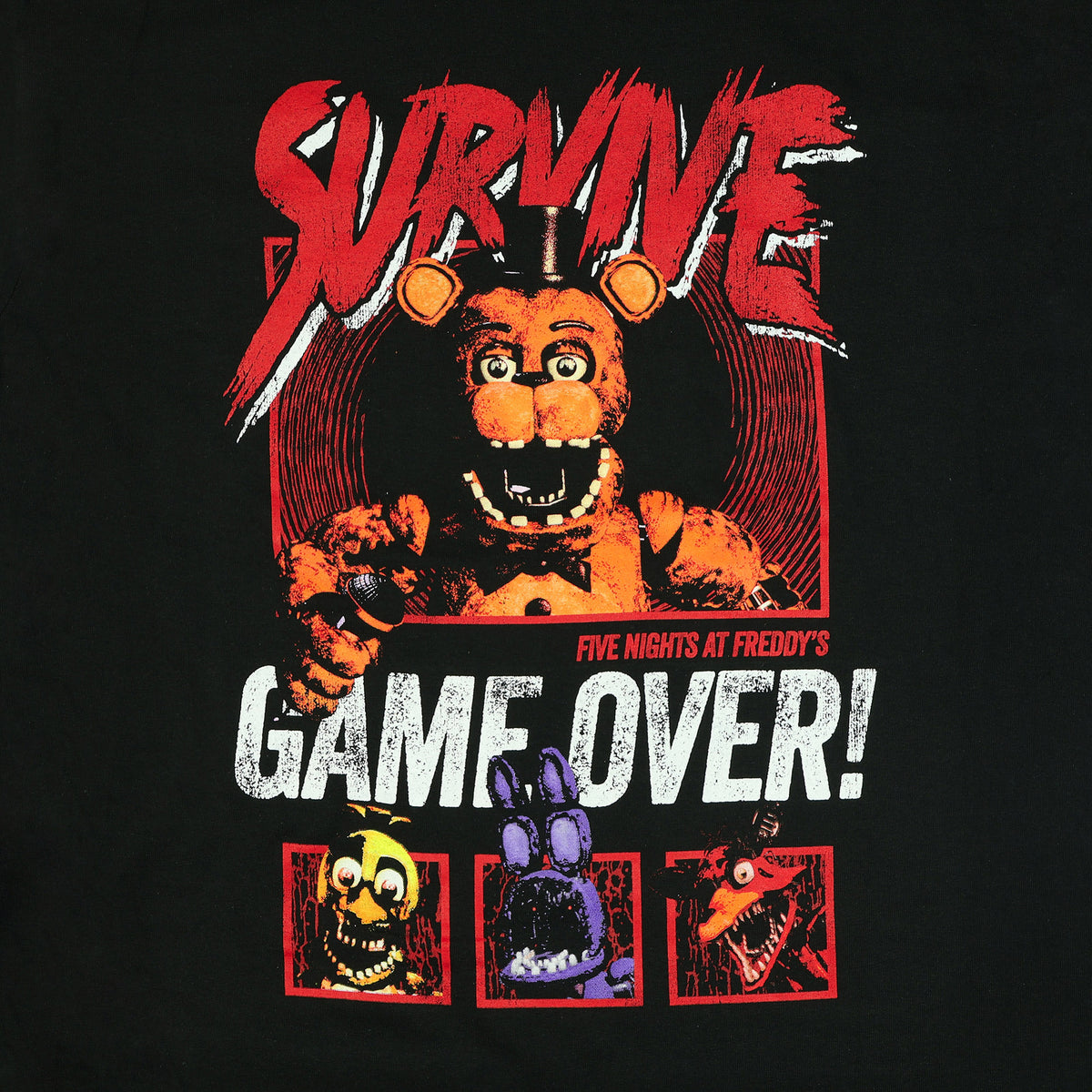Five Nights at Freddy's T-Shirt Men's Survive Game Over Short Sleeve Tee