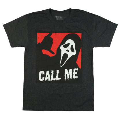 Ghost Face T-Shirt Men's Call Me Horror Distressed Short Sleeve Graphic Tee