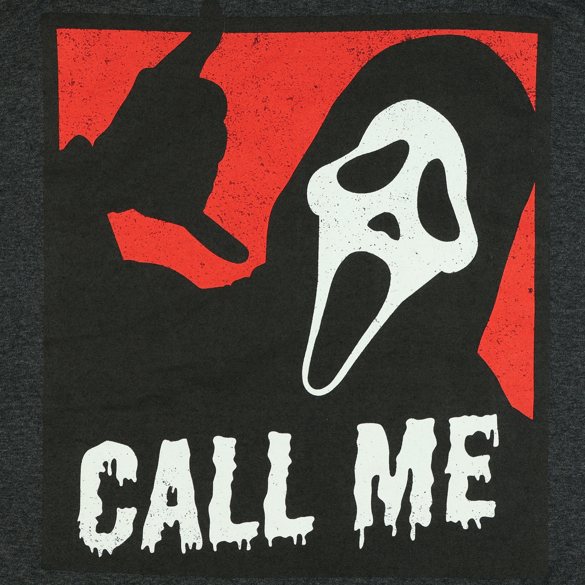 Ghost Face T-Shirt Men's Call Me Horror Distressed Short Sleeve Graphic Tee
