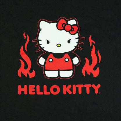 Sanrio Hello Kitty Women's Angry Kitty with Flames Short Sleeve T-Shirt