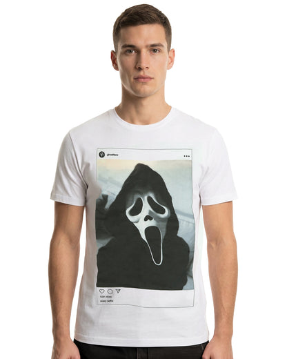 Ghost Face T-Shirt Men's Scary Selfie Short Sleeve Graphic Tee