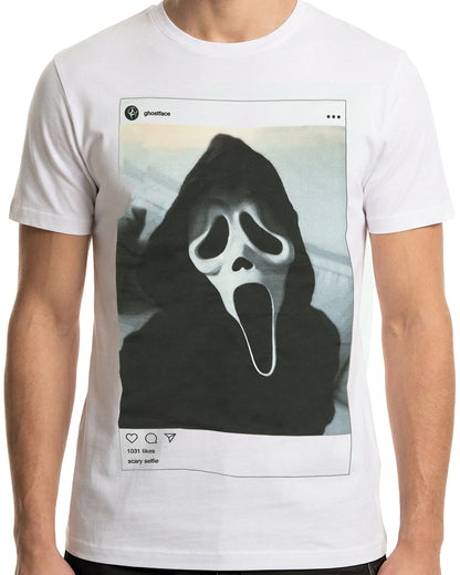 Ghost Face T-Shirt Men's Scary Selfie Short Sleeve Graphic Tee