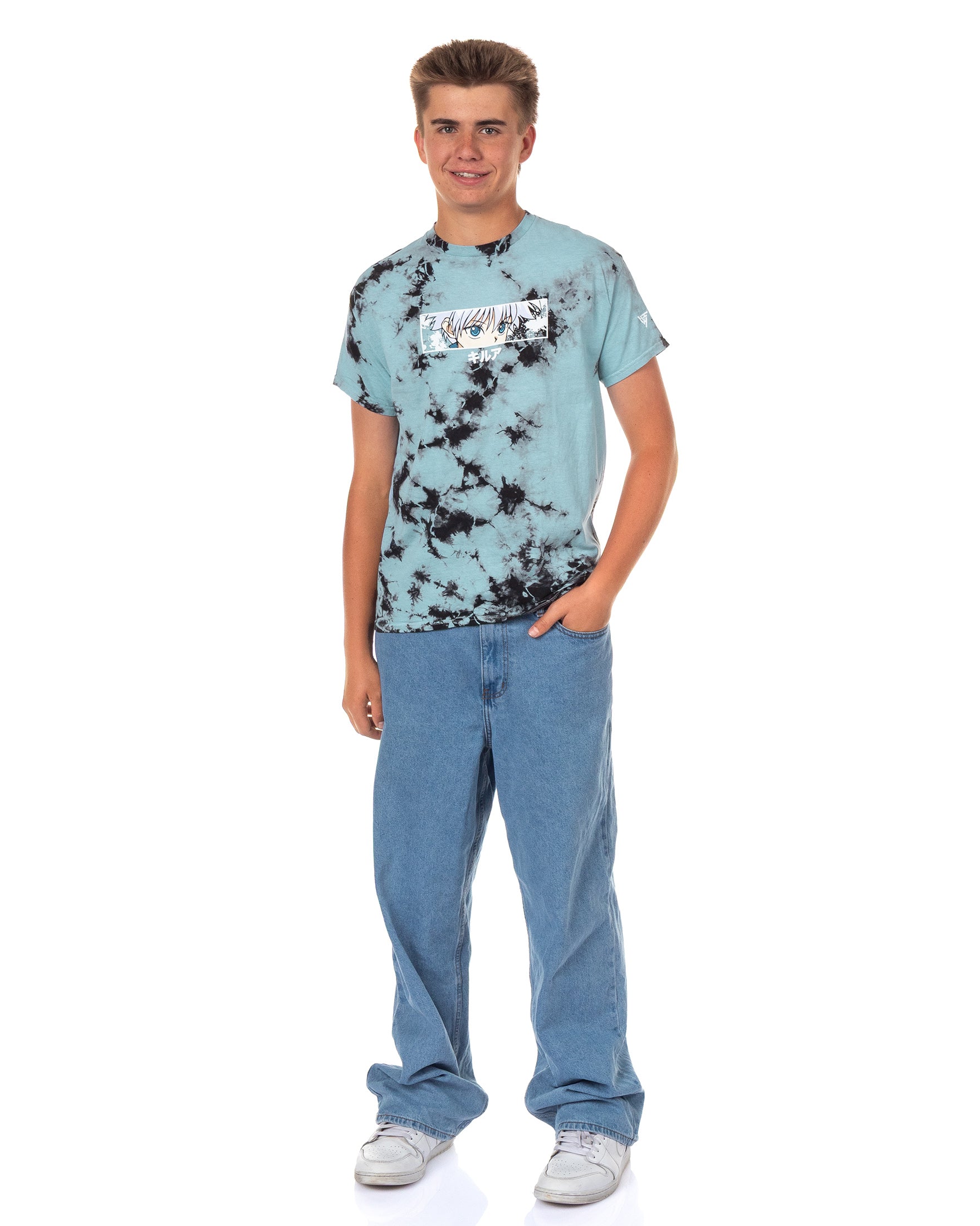 Hunter x Hunter T-Shirt Men's Killua Eyes Acid Wash Short Sleeve Tee