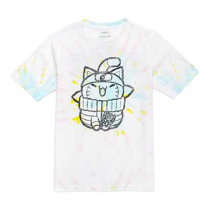 Naruto Nyaruto T-Shirt Boys' Naruto Uzumaki Ninja Cat Design Tie-Dye Tee