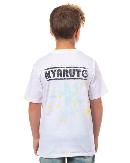 Naruto Nyaruto T-Shirt Boys' Naruto Uzumaki Ninja Cat Design Tie-Dye Tee