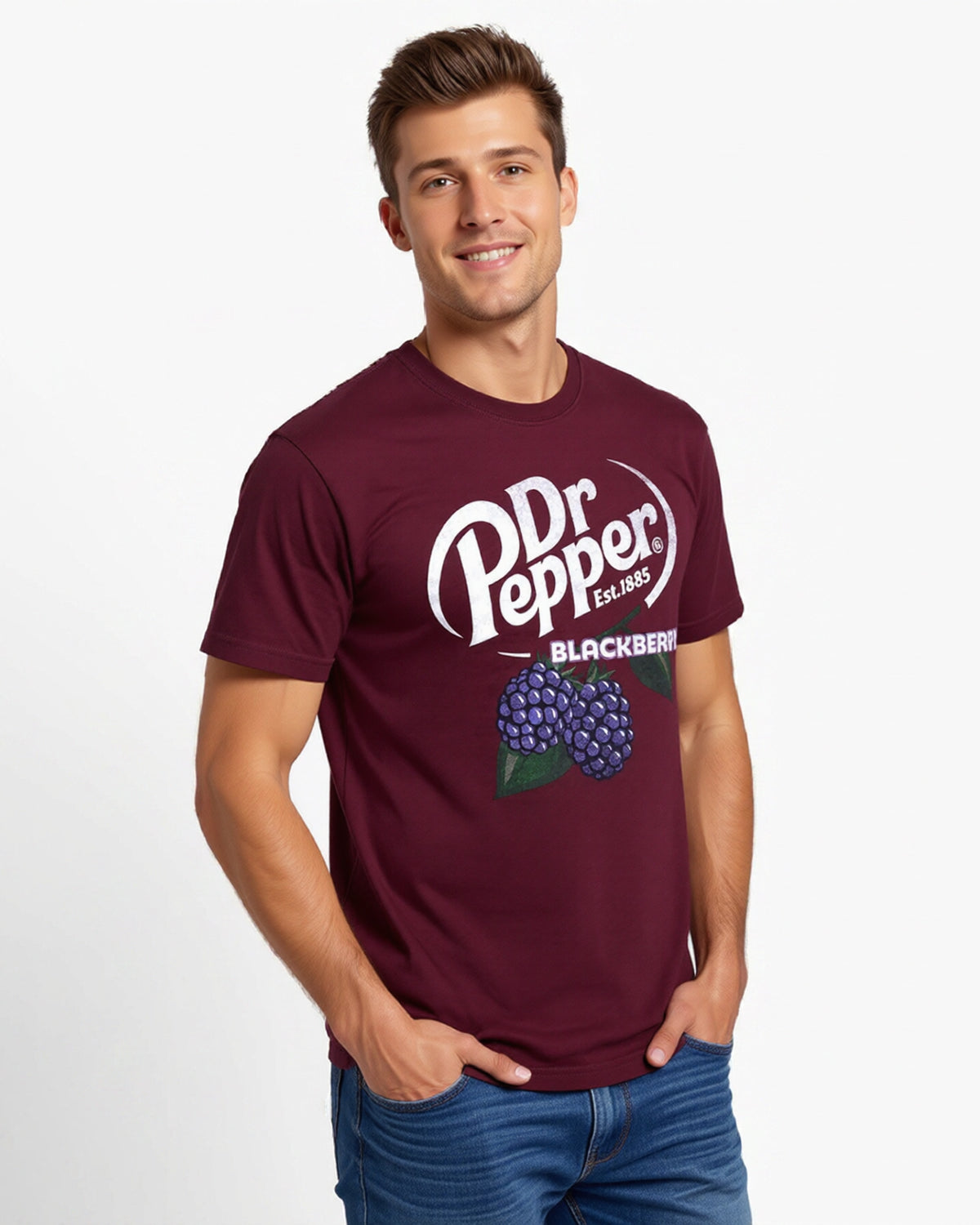 Dr. Pepper T-Shirt Men's Blackberry Logo Design Short Sleeve Tee