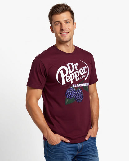 Dr. Pepper T-Shirt Men's Blackberry Logo Design Short Sleeve Tee