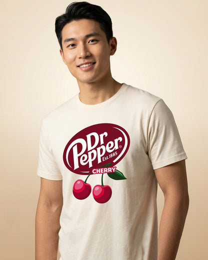 Dr. Pepper T-Shirt Men's Cherry Logo Design Short Sleeve Tee