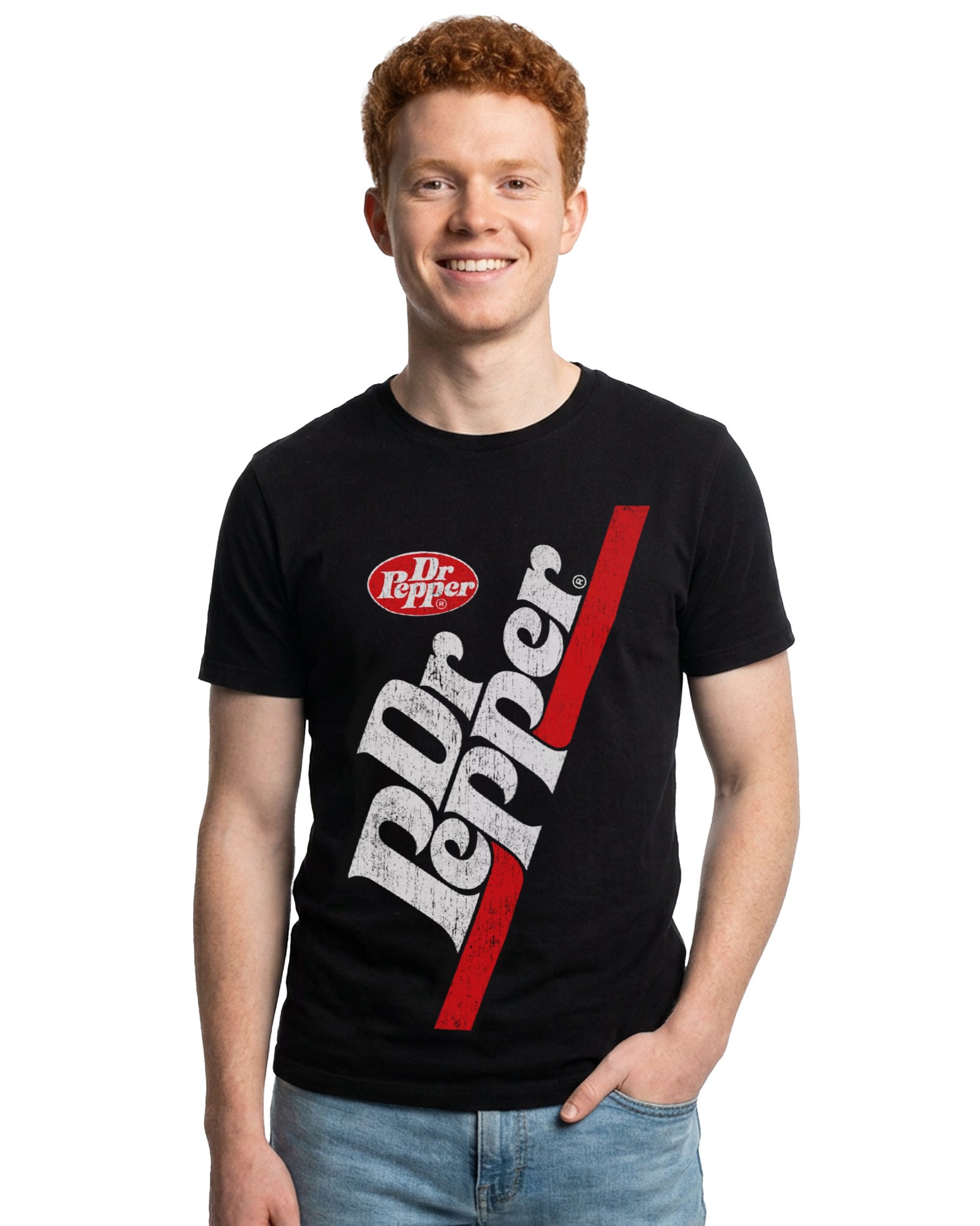 Dr. Pepper T-Shirt Men's 80's Logo Design Distressed Short Sleeve Tee