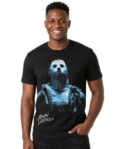 Friday The 13Th T-Shirt Men's Jason Vorhees Blue Hue Graphic Print Tee