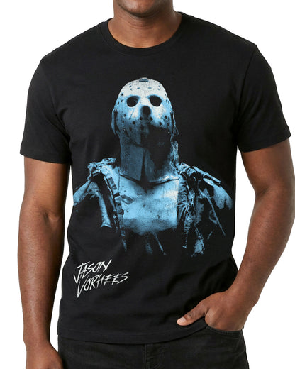 Friday The 13Th T-Shirt Men's Jason Vorhees Blue Hue Graphic Print Tee