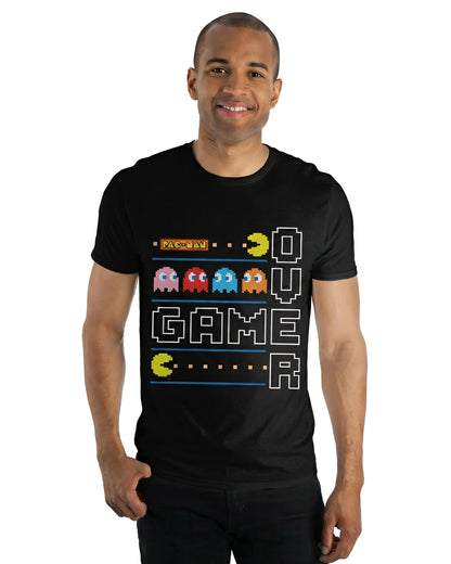Pac-Man Men's T-Shirt Game Over Pixel Graphic Print Crewneck Tee