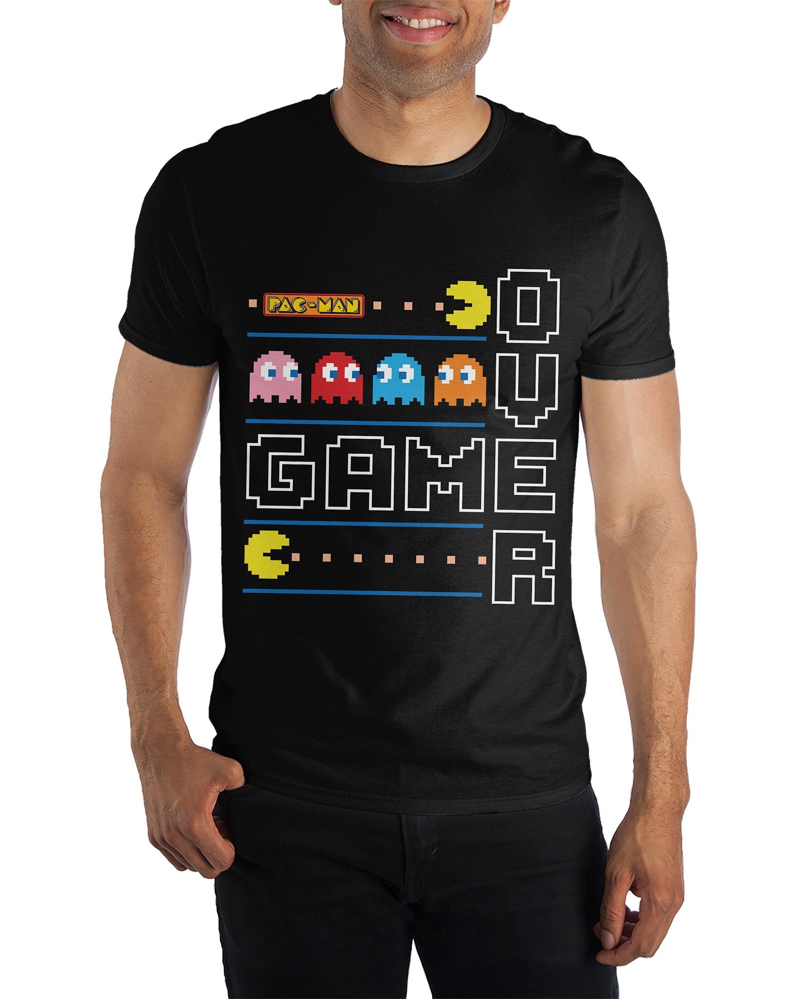 Pac-Man Men's T-Shirt Game Over Pixel Graphic Print Crewneck Tee
