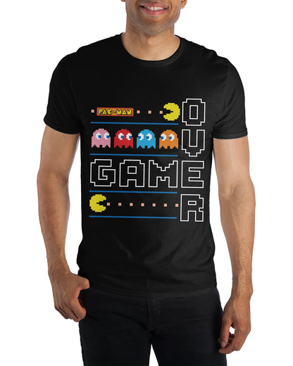 Pac-Man Men's T-Shirt Game Over Pixel Graphic Print Crewneck Tee