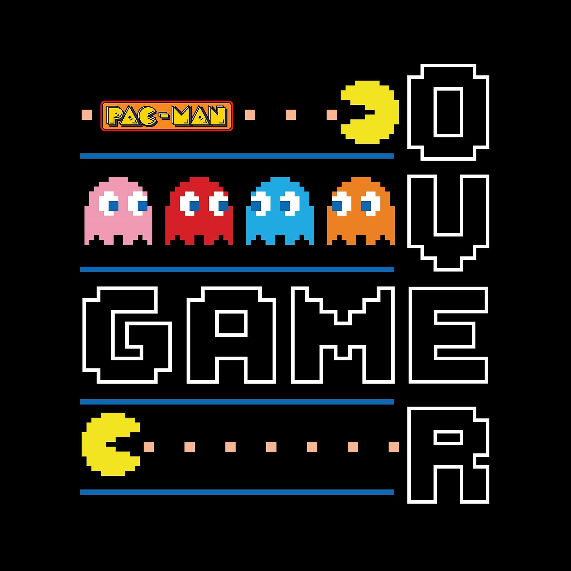 Pac-Man Men's T-Shirt Game Over Pixel Graphic Print Crewneck Tee
