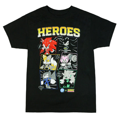 DC X Sonic The Hedgehog Men's T-Shirt Heroes Comic Panel Distressed Tee