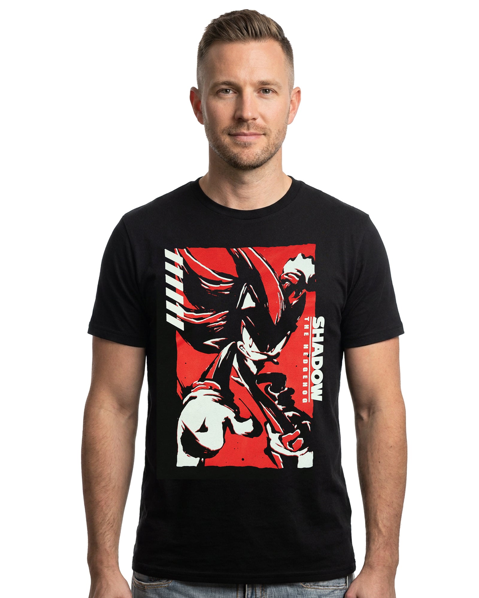 Sonic The Hedgehog T-Shirt Men's Shadow Character Design Short Sleeve Tee