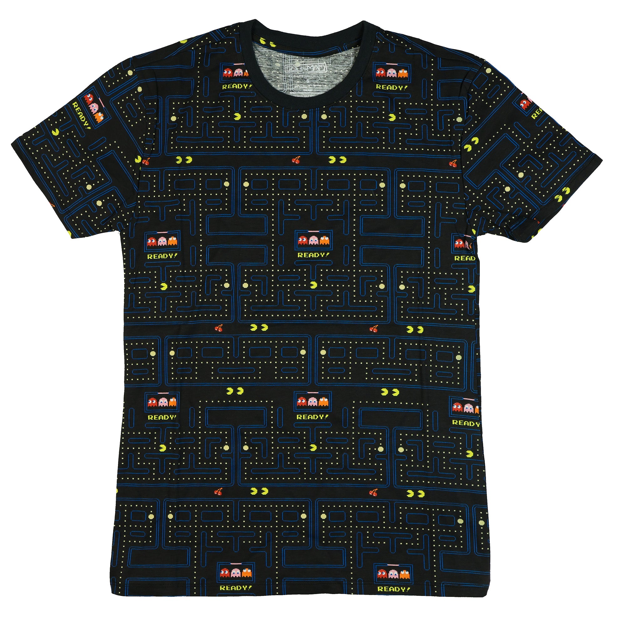 Pac-Man Men's Graphic T-Shirt Classic Arcade Video Game Board AOP Crew Neck