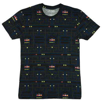 Pac-Man Men's Graphic T-Shirt Classic Arcade Video Game Board AOP Crew Neck