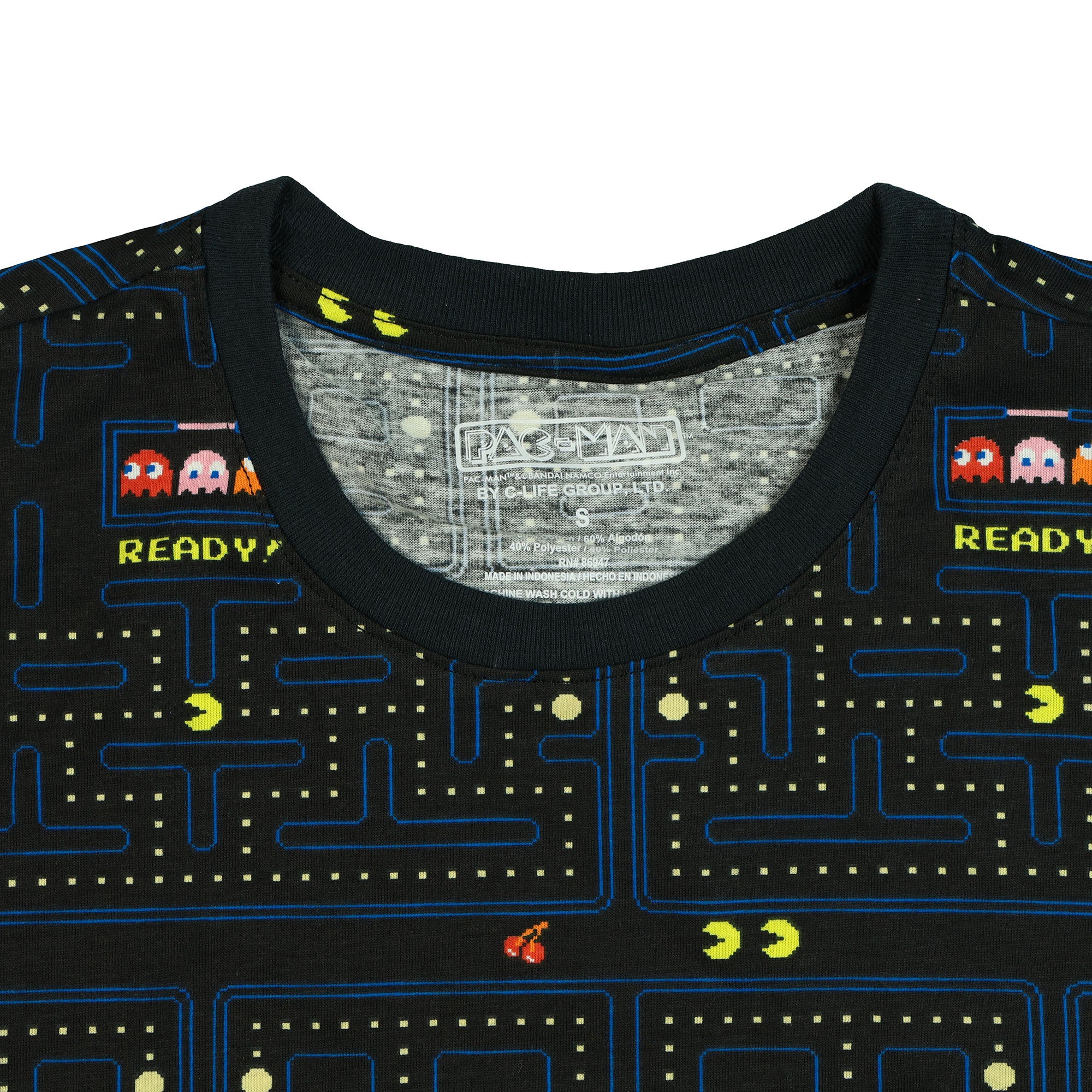 Pac-Man Men's Graphic T-Shirt Classic Arcade Video Game Board AOP Crew Neck