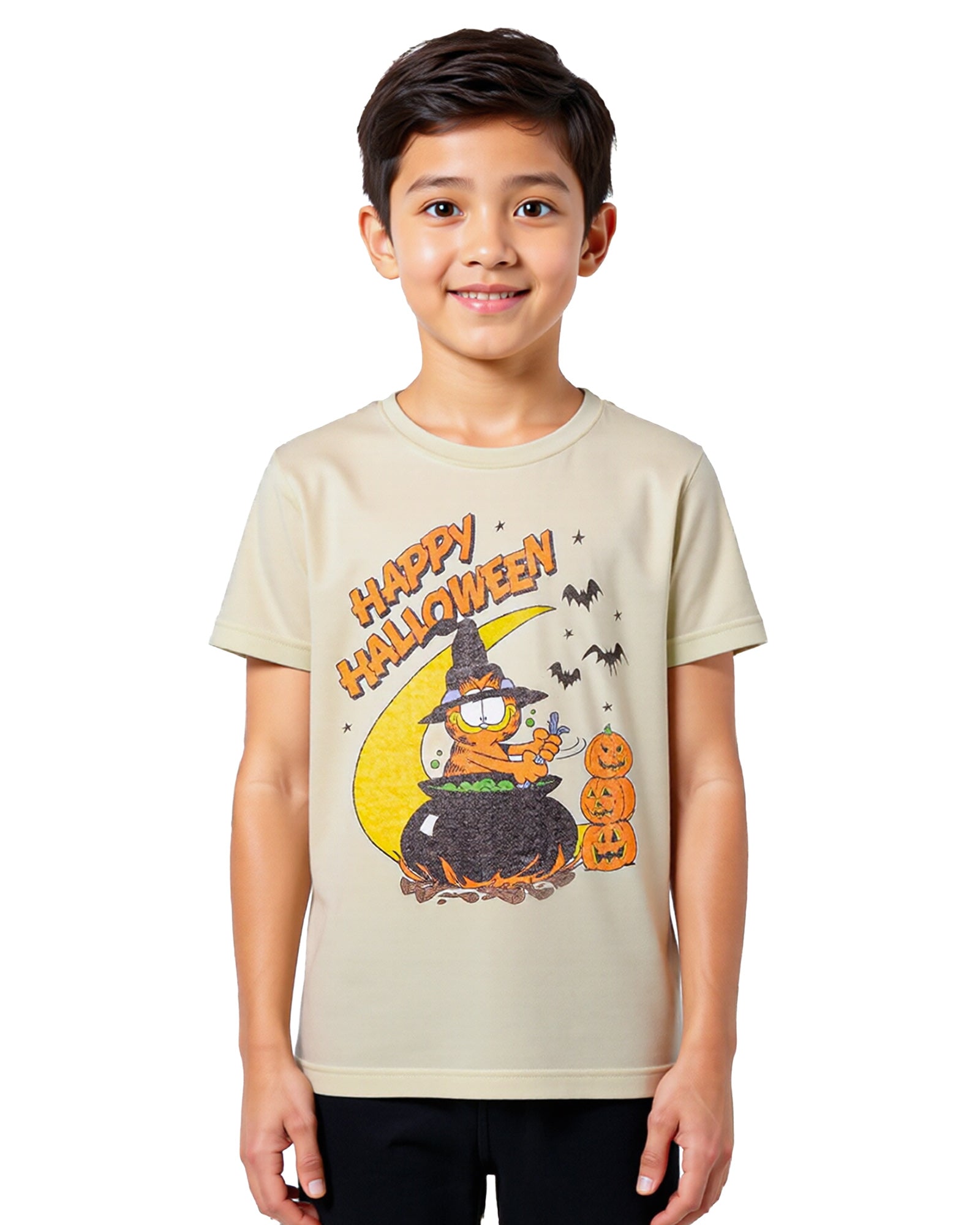 Garfield T-Shirt Boys' Happy Halloween Witches Brew Short Sleeve Tee