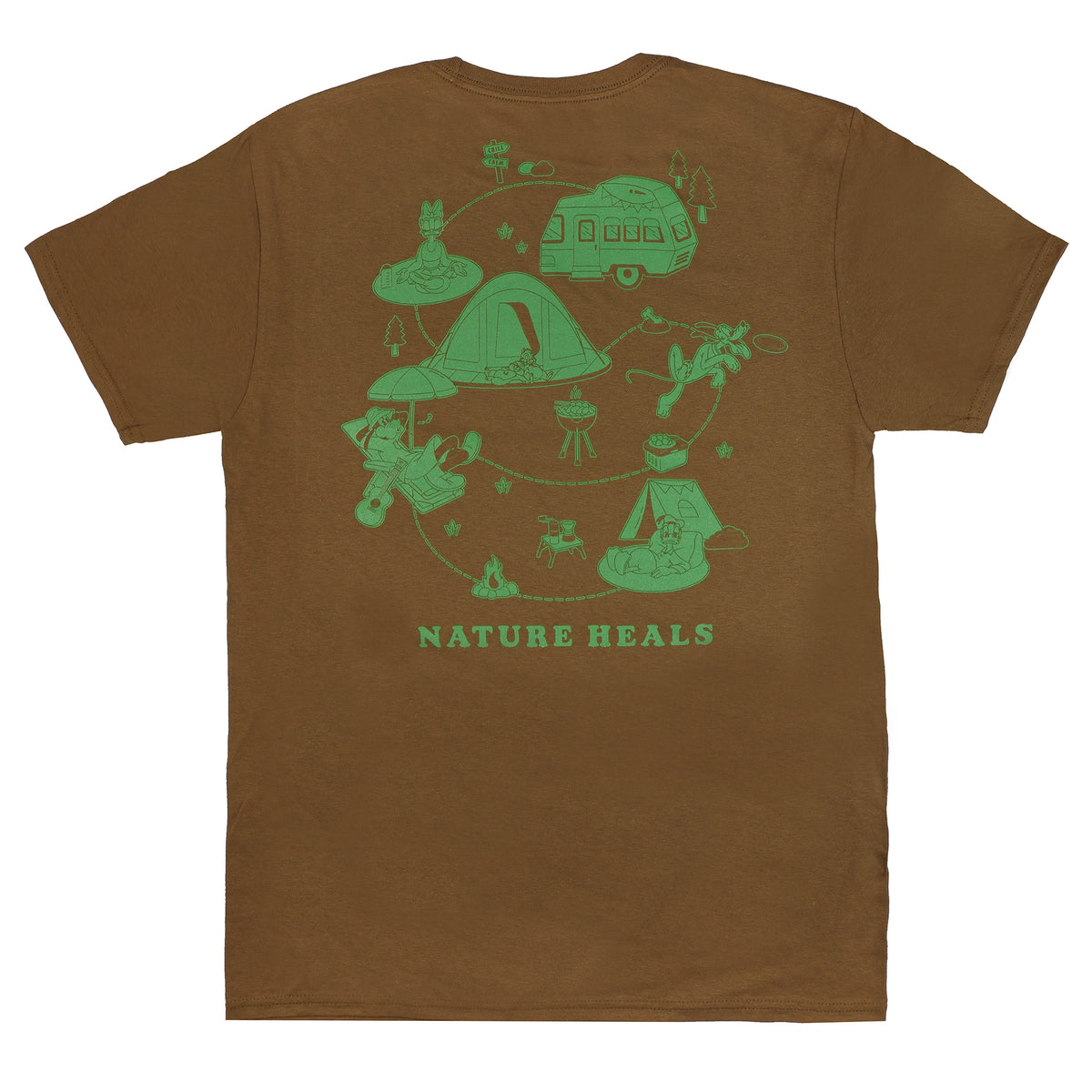 Disney Mickey Mouse T-Shirt Men's Nature Heals Outdoors Themed Tee