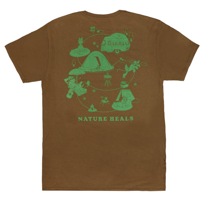 Disney Mickey Mouse T-Shirt Men's Nature Heals Outdoors Themed Tee