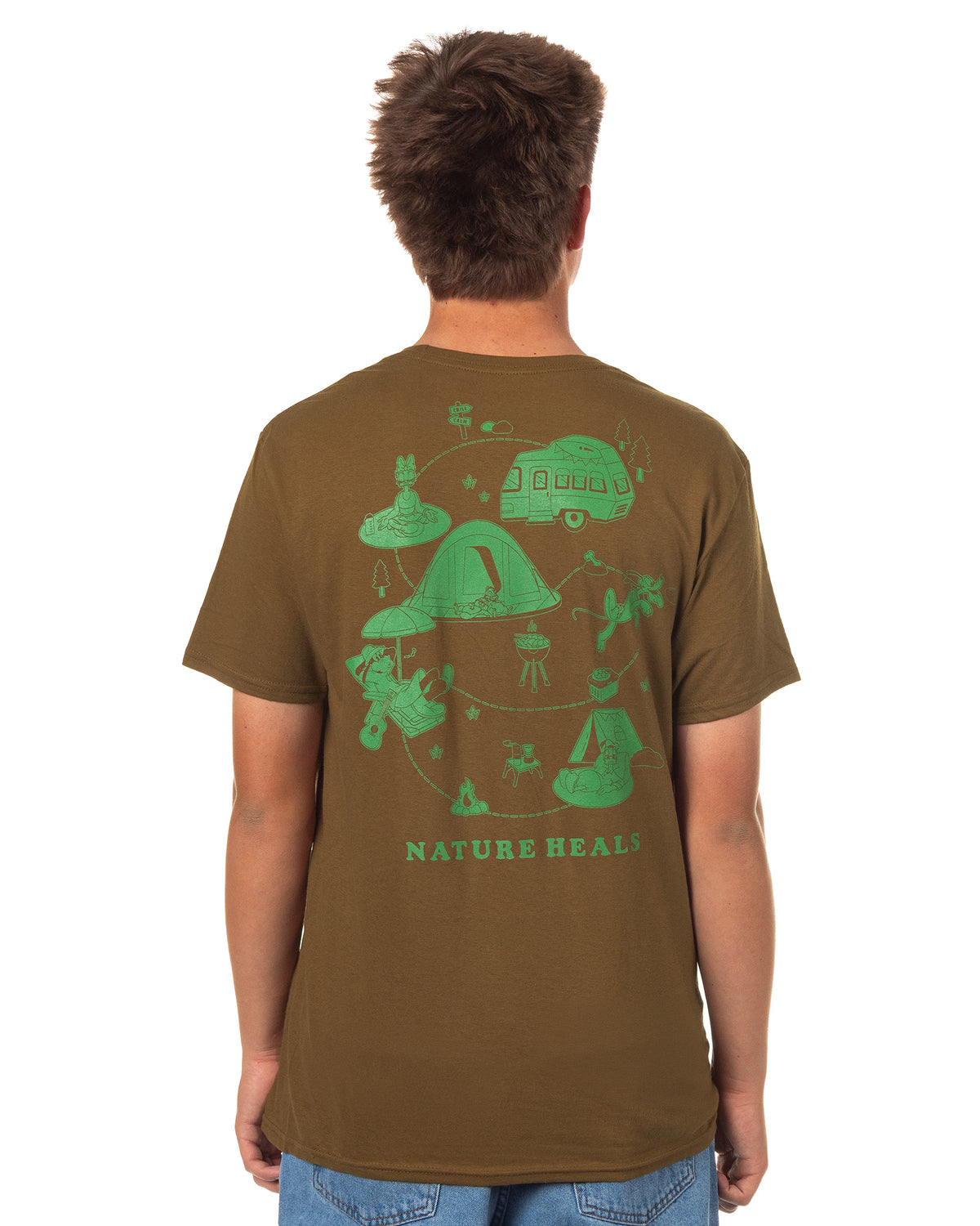 Disney Mickey Mouse T-Shirt Men's Nature Heals Outdoors Themed Tee