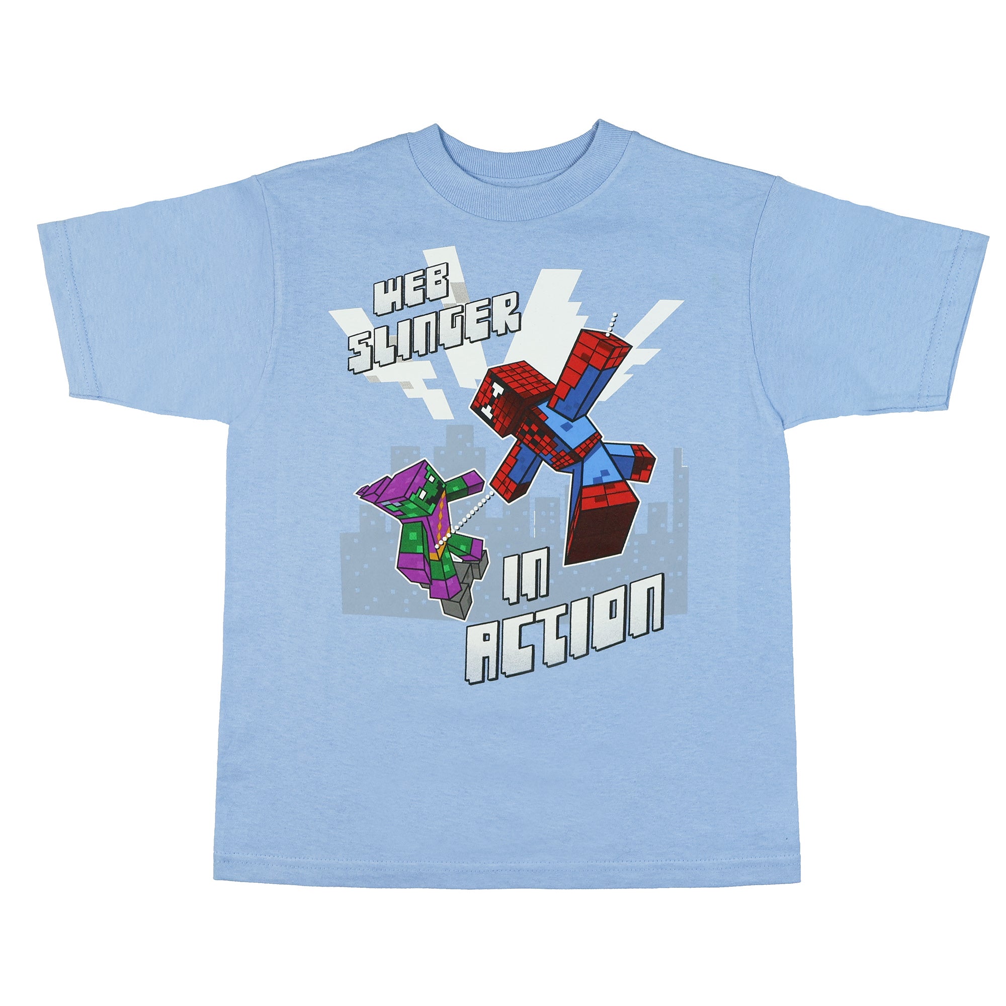 Marvel Spiderman T-Shirt Boys' Web-Slinger In Action Pixel Character Tee