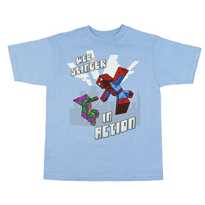 Marvel Spiderman T-Shirt Boys' Web-Slinger In Action Pixel Character Tee