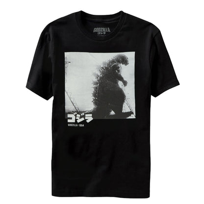Godzilla T-Shirt Men's Black and White Photo 1954 Design Short Sleeve Tee