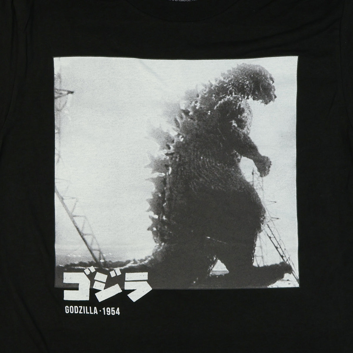 Godzilla T-Shirt Men's Black and White Photo 1954 Design Short Sleeve Tee