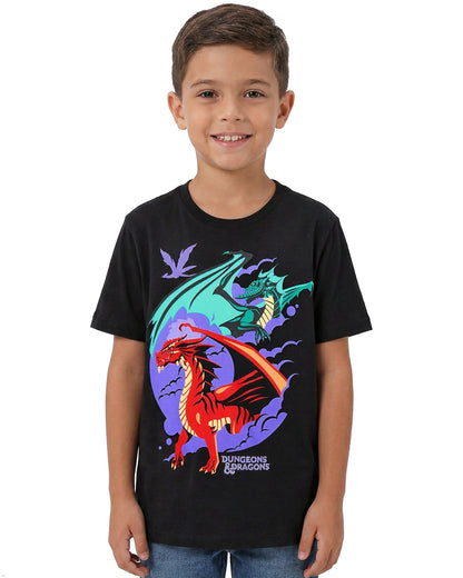 Dungeons And Dragons Shirt Boy's Red and Green Dragon Short Sleeve Tee