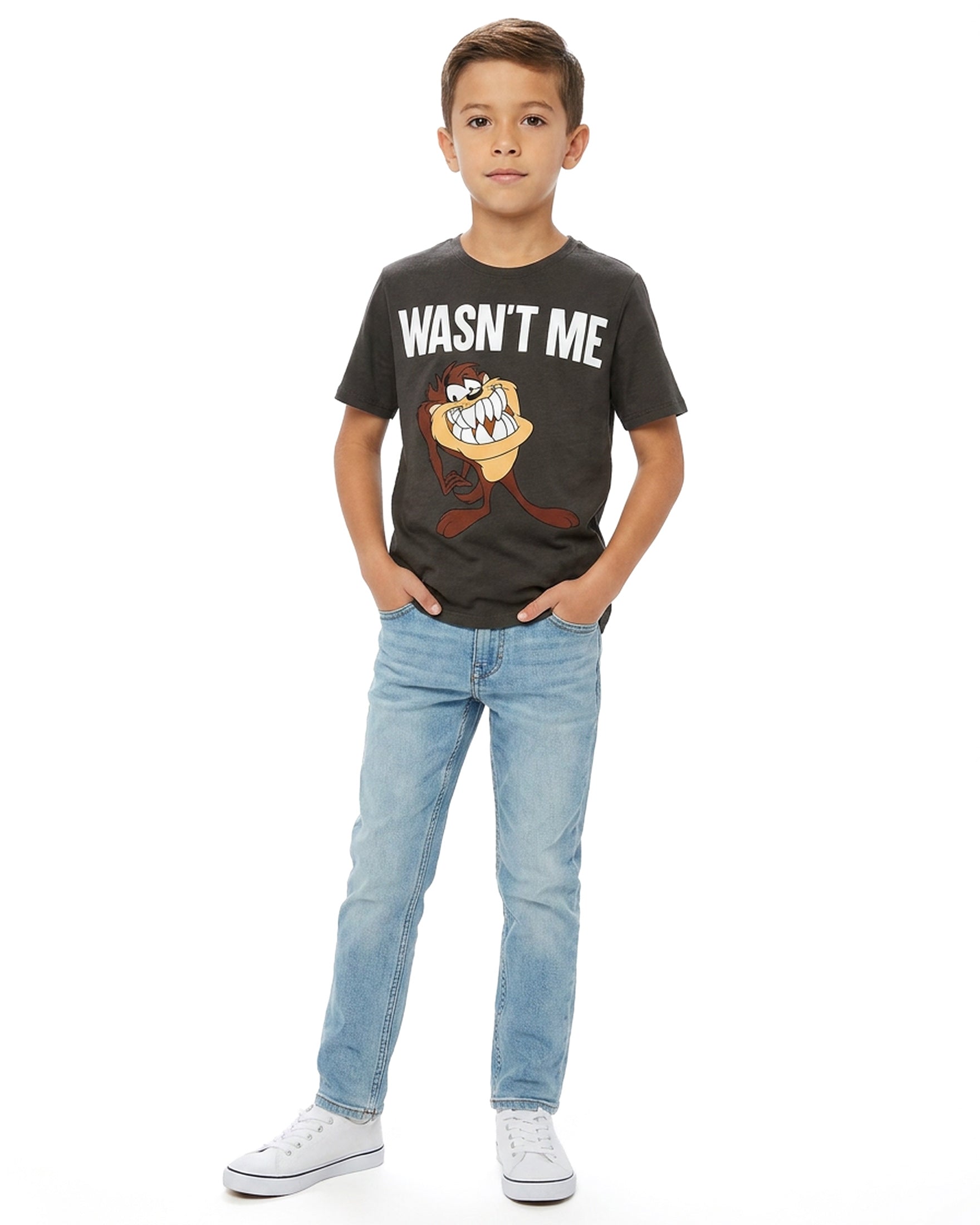 Looney Tunes T-Shirt Boys' Taz Wasn't Me Short Sleeve Tee