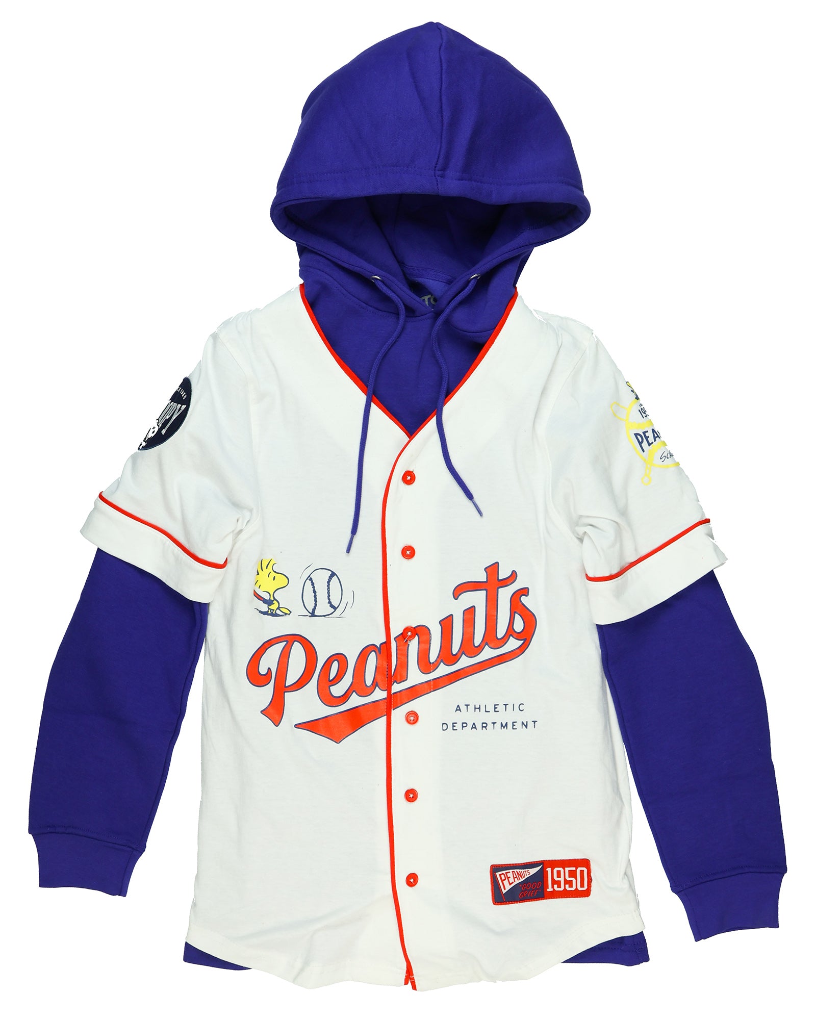 Peanuts Sweatshirt Men's Snoopy and Woodstock #50 Baseball Jersey Hoodie